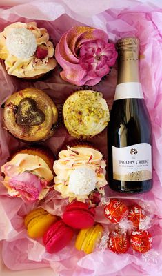 Luxe Cupcakes, Macarons &amp; Chardonnay Gift Hamper