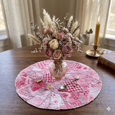 Designer Mini Mat 19X19cm - CIRCLE PINK POODLE