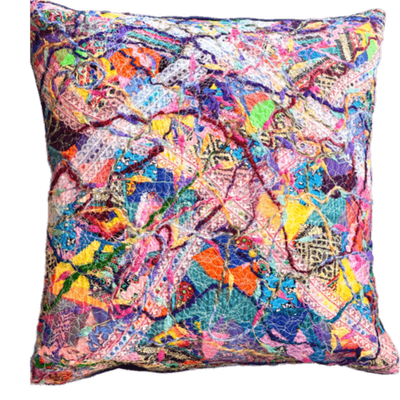 Designer Hand Made Throw Cushion Cover 50x50cm Multicoloured lace
