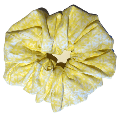 Deluxe Designer Scrunchy 2XL large Yellow and white floral