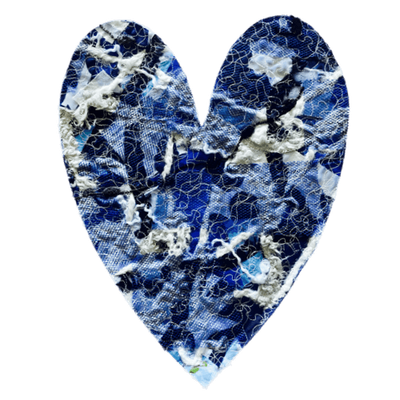 Designer BIG HEARTS patch 26.5x21cm Blue