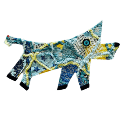 Animal Patch Iron on Dog with button eye 23x14cm