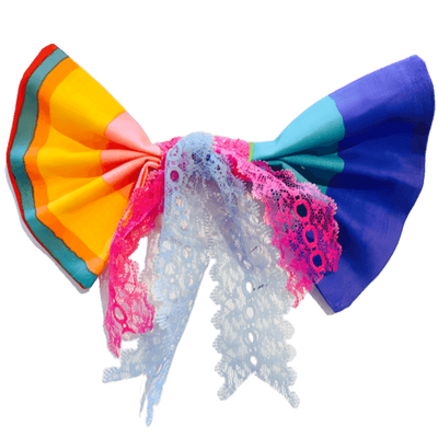 Hair Bow 20x13cm lace front pink and blue Derrick
