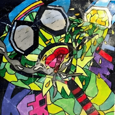 Muppets gone mad- Cigar smoking Kermit the cool 38cm x 36cm