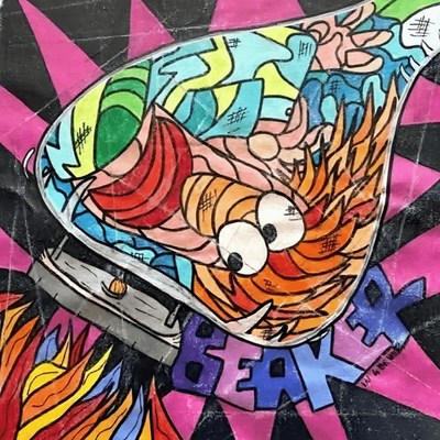 Muppets gone mad- Beaker inside a beaker 38 x 36cm