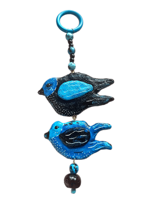 Concrete sculptural birds 2 set hanger The Tweets 42x18cm