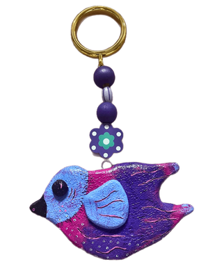 Concrete Hanging Bird purple/pink MINDY