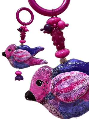 Concrete hanging bird- ROSEY 25x17cm