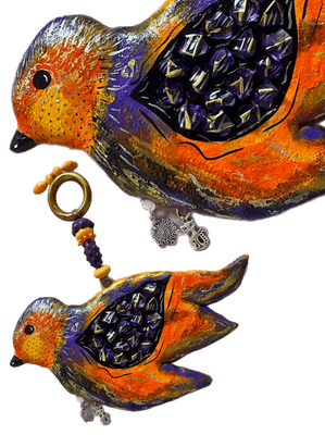 Concrete Bird with charms NETTA 22x33cm