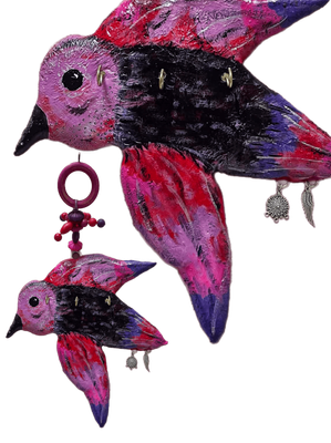 Concrete Bird keys carrier with charms RHONDA 41x26cm