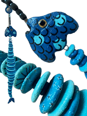 Concrete Swizzle fish blue REGGIE 100x10cm