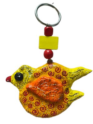 Concrete sculptured bird- MILBY yellow 18x14cm