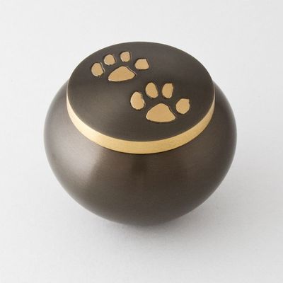 Odyssey double paw Pet Urn - Slate/bronze with antique finish