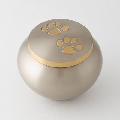 Odyssey double paw Pet Urn - Pewter/bronze with antique finish