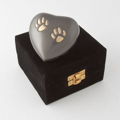 Eternal heart keepsake double paw - slate/bronze with anmtique finish