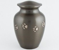 Paw Prints collection - Chetan classic paw tracks Pet Urn- Pewter/Slate with antique finish