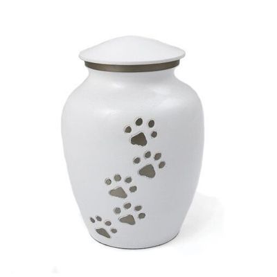 Heavenly Paws Pet Urn White/Pewter