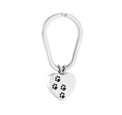 Cremation Jewellery - Paws in heart keyring