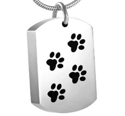 Cremation jewellery - Dog tag paws