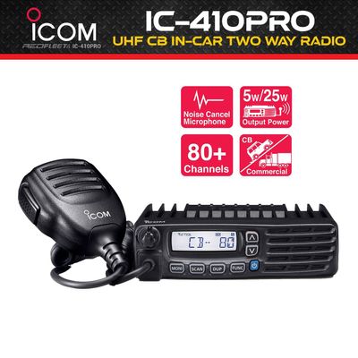 ICOM IC-410PRO UHF CB Land Mobile In-Car Two Way Radio Kit