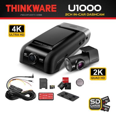 THINKWARE U1000 4K 2160P Front &amp; 2K 1440P Rear UHD 2 Channel Vehicle Recording Car Dash Camera
