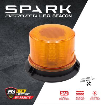 SPARK Series 40 L.E.D. Amber Beacon Flashing &amp; Rotating​ Light &quot;SAE CLASS 1&quot;