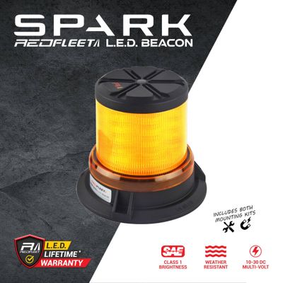 SPARK Series 24 L.E.D. Amber Beacon Flashing &amp; Rotating​ Light &quot;SAE CLASS 1&quot;