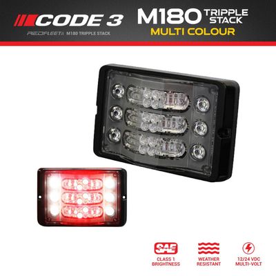 CODE 3 M180 L.E.D. Triple Stack Single &amp; Multi-Colour Intersection Perimeter Surface Mount Light