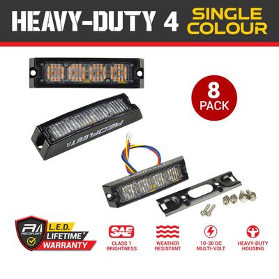 (8 PACK) HEAVY-DUTY 4 L.E.D. Low Profile Surface Mount Perimeter Warning Flashing Lights