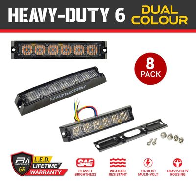 (8 PACK) HEAVY-DUTY 6 L.E.D. Low Profile Surface Mount Perimeter Warning Flashing Lights