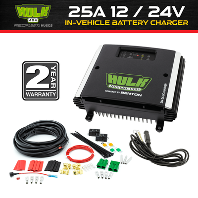 HULK 4X4 25 Amp 12V / 24V DC to DC Dual Battery In-Vehicle HU6525 Charger with Solar