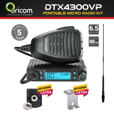 ORICOM DTX4300VP Micro 5 Watt UHF CB Radio with ANU220 6.5dBi Antenna &amp; Mounting Bracket Value Pack