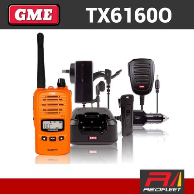 GME TX6160O Safety Orange IP67 UHF CB Handheld Portable Two Way Radio Accessories Kit