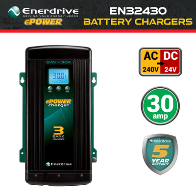 30A ePOWER EN32430 240V AC to 24V DC ENERDRIVE In-Vehicle Dual Battery Charger