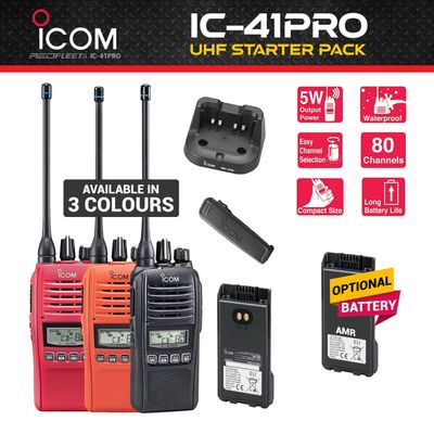 ICOM IC-41PRO UHF CB Two Way Handheld Portable Radio - 3 COLOUR Choice