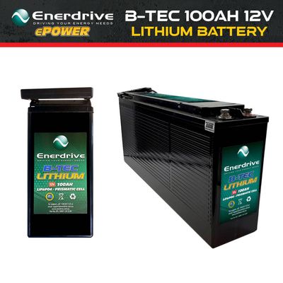 100Ah 12V DC ENERDRIVE B-TEC LiFePO4 Slimline Case Lithium Battery