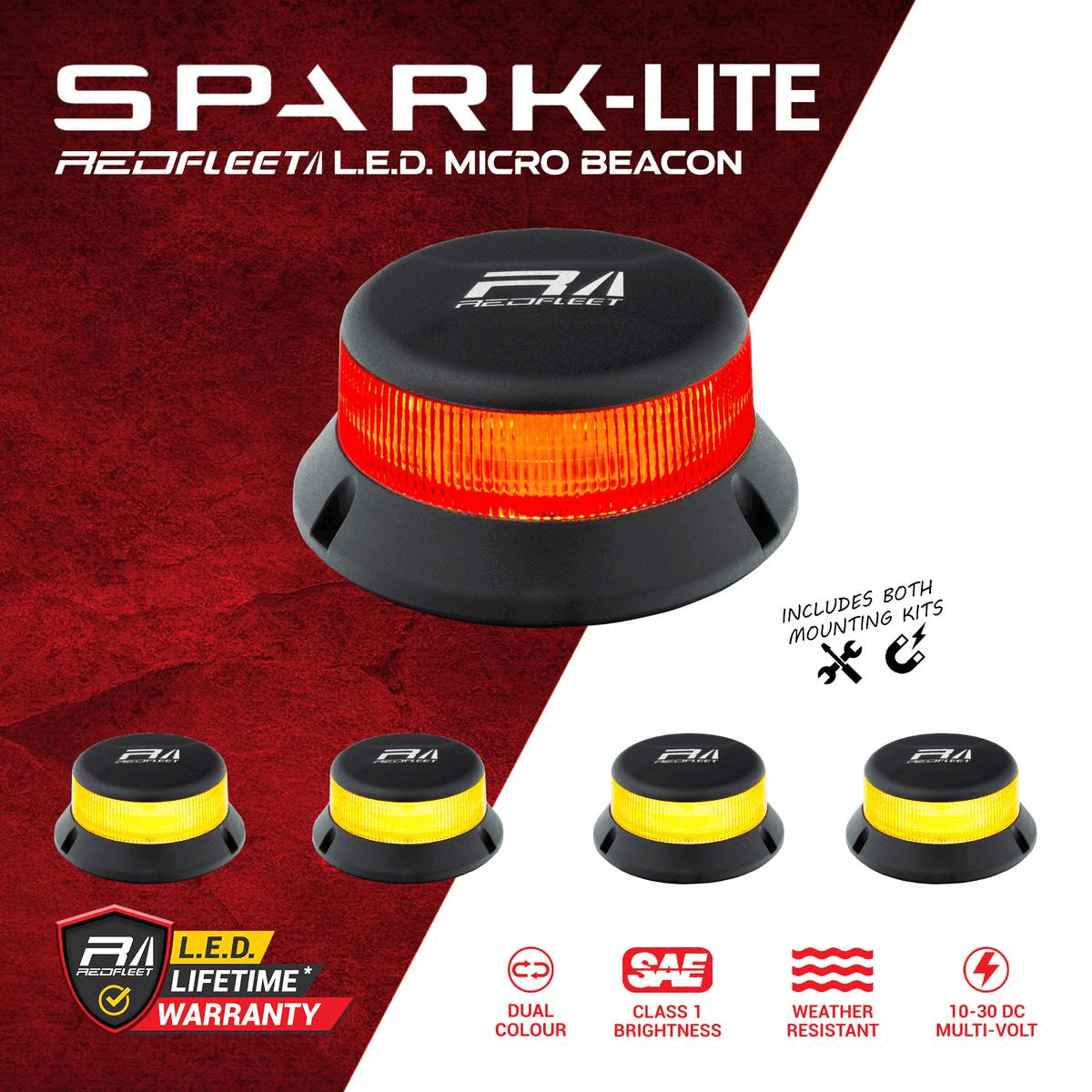 PROMO - SPARK-LITE Series 32 L.E.D. &quot;Dual-Colour&quot; Micro Beacon Warning Safety Light