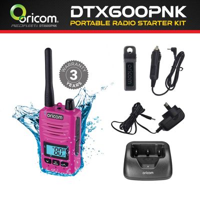 ORICOM DTX600PNK IP67 5 Watt UHF CB Handheld Two Way Portable Radio Starter Kit