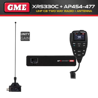 GME XRS-330C UHF CB Two Way In Car Vehicle Radio + RFI AP454 On-Glass Antenna