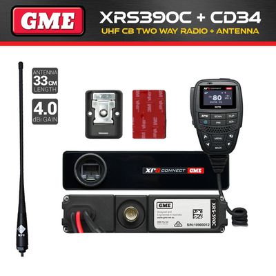 GME XRS-390C IP67 Rugged UHF CB Two Way Radio for Work Vehicles + CD34 Antenna