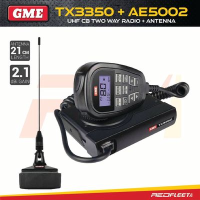 GME TX3350 UHF CB Two Way In Car Vehicle Radio + AE5002 On-Glass Antenna