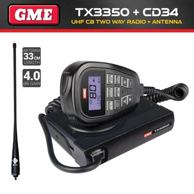 GME TX3350 UHF CB Two Way In Car Vehicle Radio + RFI CD34 Antenna