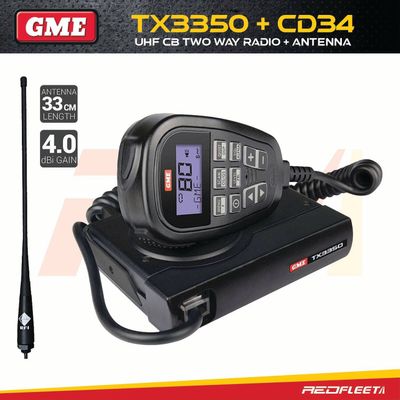 GME TX3350 UHF CB Two Way In Car Vehicle Radio + RFI CD34 Antenna