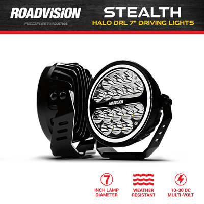 7 inch Paired Set STEALTH HALO DRL Series L.E.D. High Performance Driving Spot Lights ROADVISION