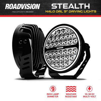 9 inch Paired Set STEALTH HALO DRL Series L.E.D. High Performance Driving Spot Lights ROADVISION