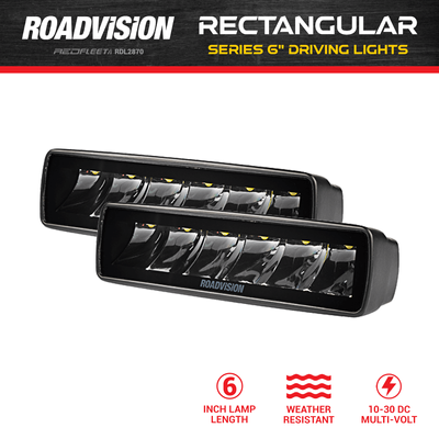 6 inch Paired Set RECTANGULAR Series L.E.D. High Performance Driving Spot Lights ROADVISION