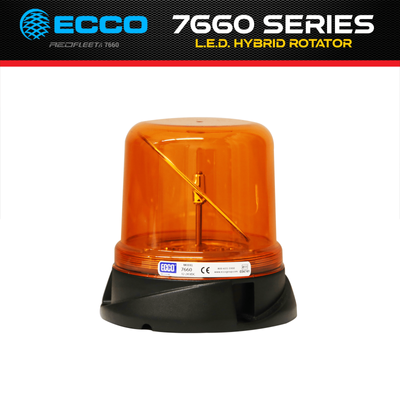 ECCO 7660A Heavy Duty RotoLED 12/24V Amber L.E.D. Hybrid Rotator Beacon