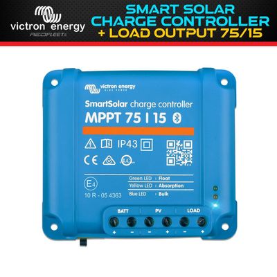 VICTRON SMARTSOLAR MPPT 75V/15A Solar Battery Charger Controller Load Output 12/24V DC
