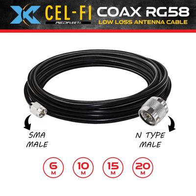 COAX RG58 N-MALE to SMA-MALE Low Loss Antenna Coaxial Cable Lead for CEL-FI Stationary Antennas