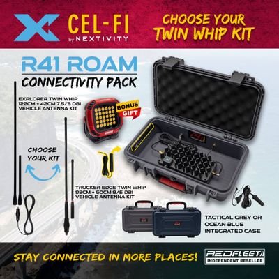 R41 ROAM CEL-FI GO - CHOOSE YOUR TWIN ANTENNA KIT + Portable Carry Case - 5G NR 4G 3G Mobile Booster